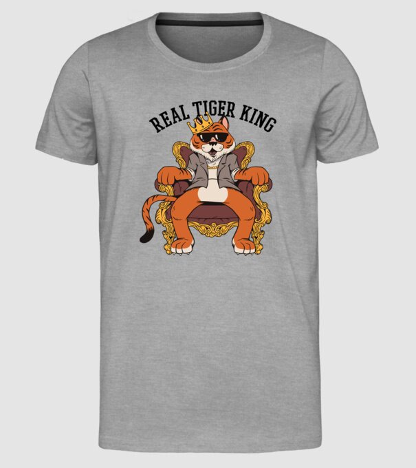 Adevăratul Rege Tigru model gri pe tricou