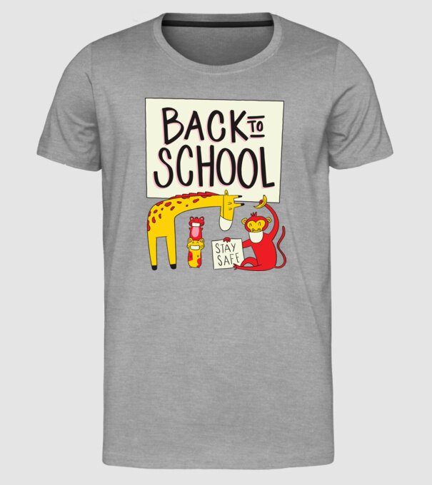 Back To School Animale model gri pe tricou