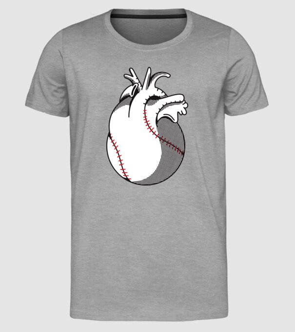 Inimă Baseball model gri pe tricou