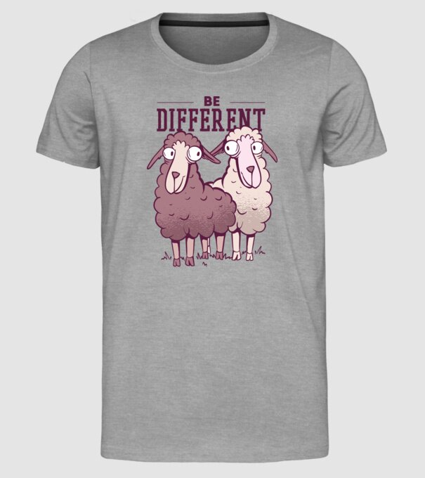 Be different - Fii diferit model gri pe tricou