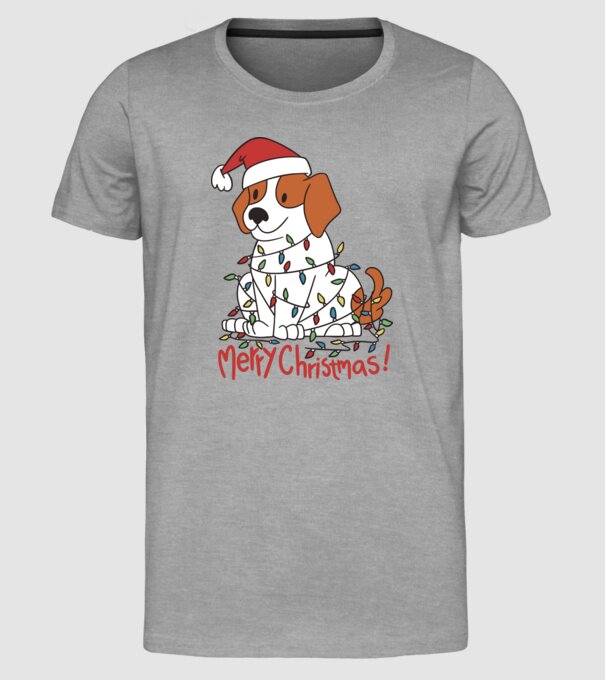 Beagle Crăciun Fericit! model gri pe tricou