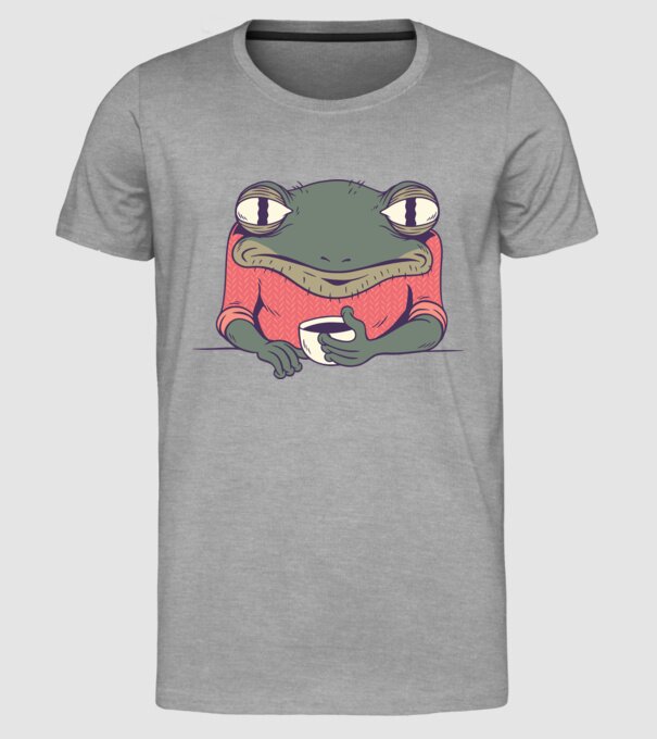 Broască Cafea model gri pe tricou