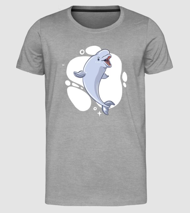 Balenă Beluga model gri pe tricou