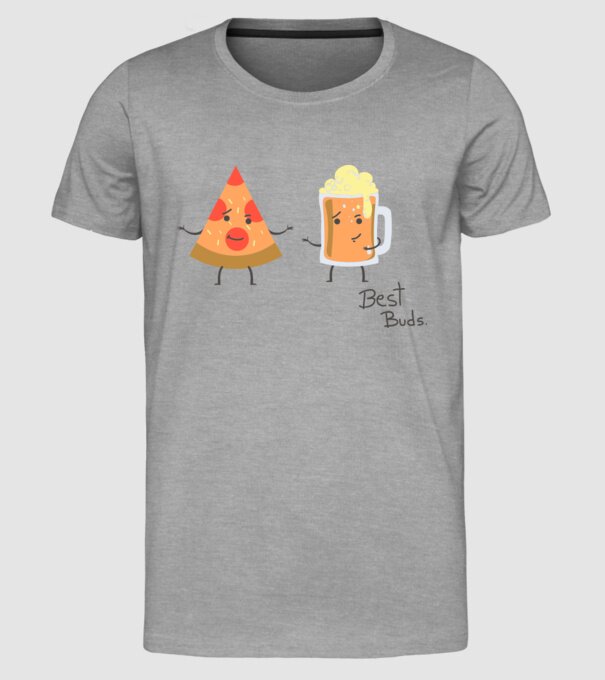 Best Buds - Pizza + Beer model gri pe tricou