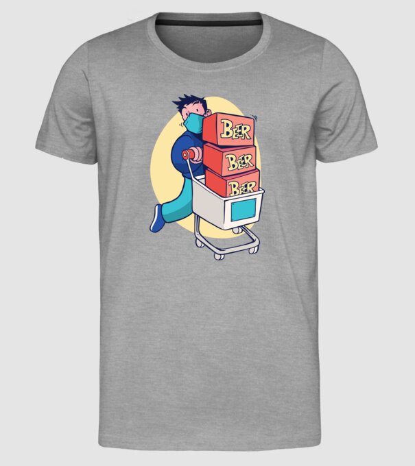 Cumpărături în timpul Coronavirusului model gri pe tricou
