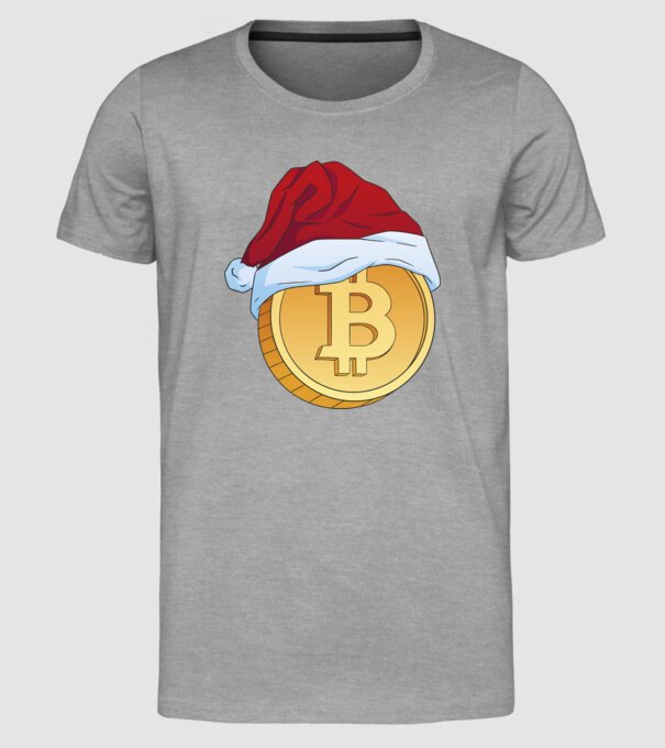 Crăciun Bitcoin model gri pe tricou