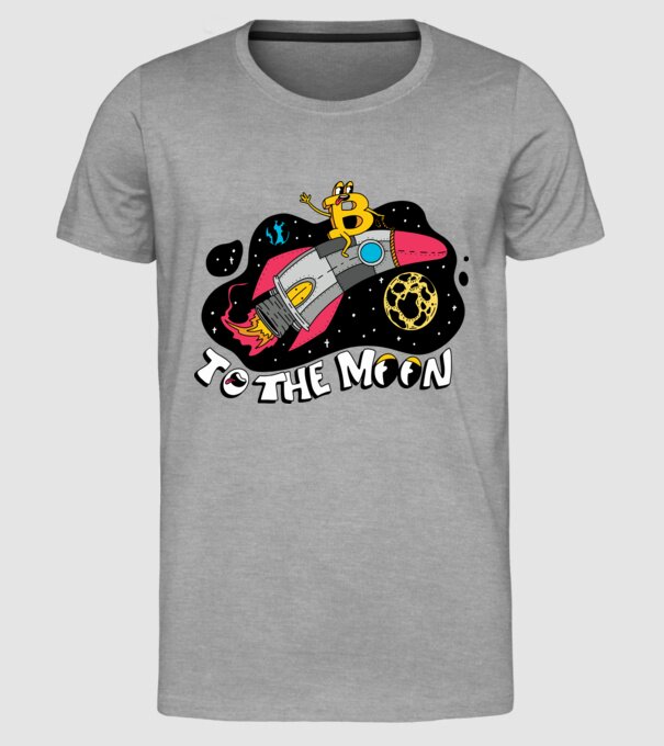 Bitcoin to the moon model gri pe tricou
