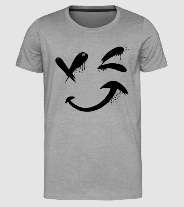 Emoji fericit Râs model gri pe tricou