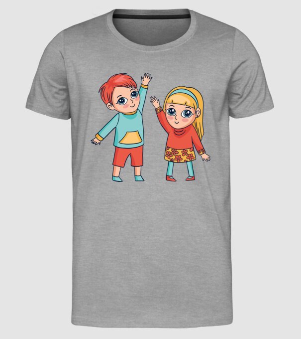 Copii fericiți model gri pe tricou