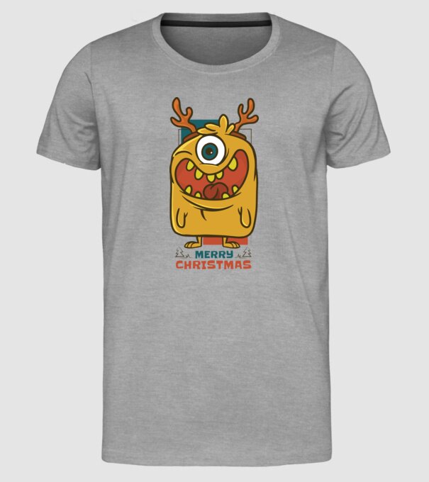 Crăciun Fericit Monstru model gri pe tricou