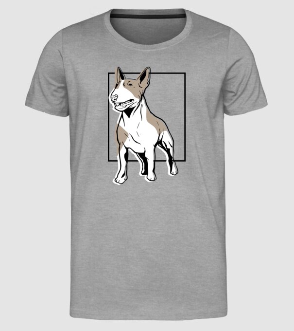 Tricou cu Câine Bull Terrier model gri pe tricou