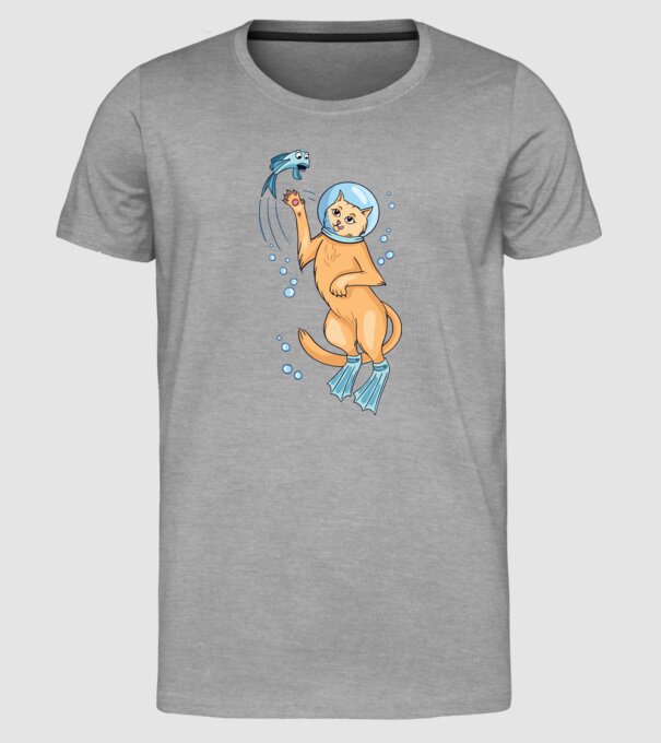 Pisică Scafandru model gri pe tricou
