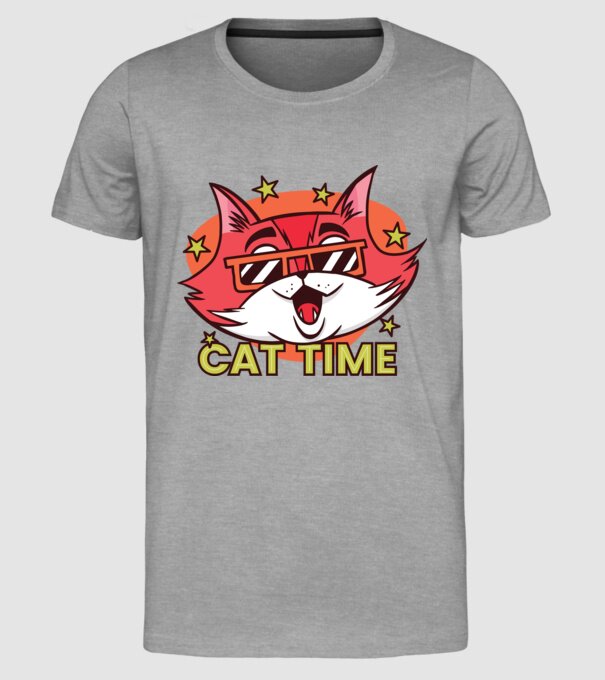 Cat Time Momentul pisicii model gri pe tricou