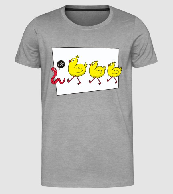 Pui cu vierme model gri pe tricou