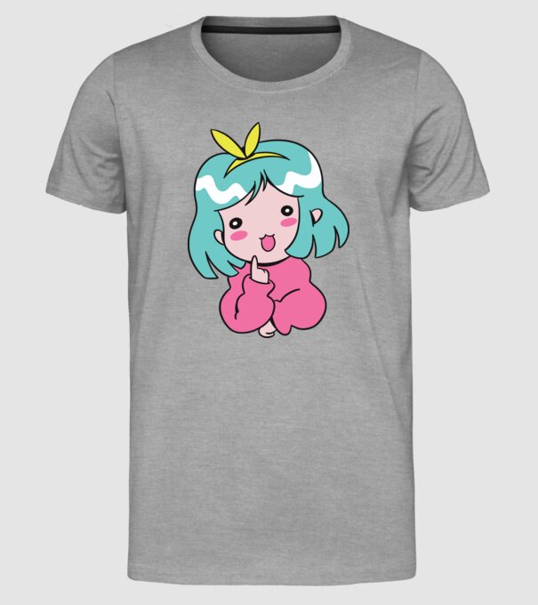Fetiță drăguță Anime model gri pe tricou