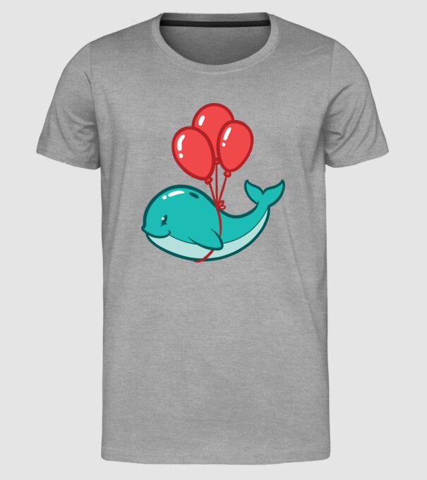 Balenă Drăguță cu Balon model gri pe tricou