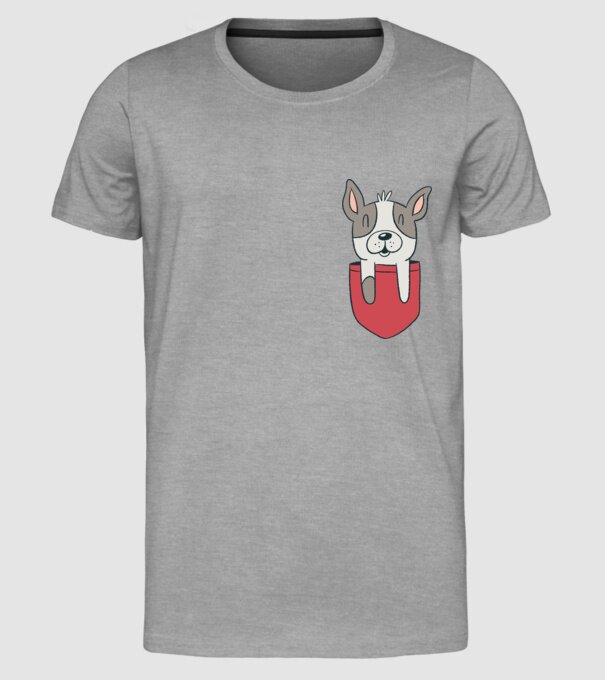 Buzunar pentru Bulldog francez drăguț model gri pe tricou