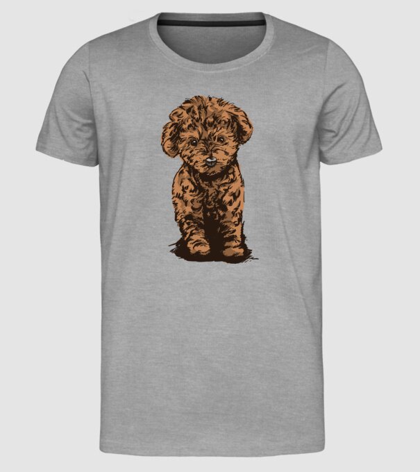 Pudel Drăguț model gri pe tricou