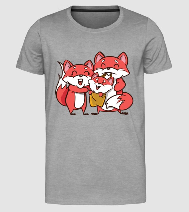 Familie Vulpe drăguță model gri pe tricou