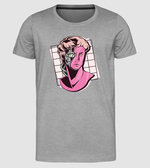Statuie Cyborg model gri pe tricou