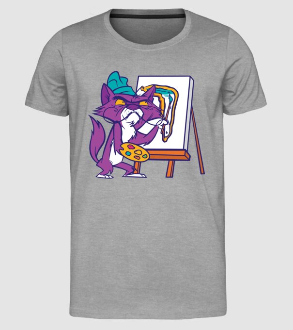 Pisică Dali model gri pe tricou