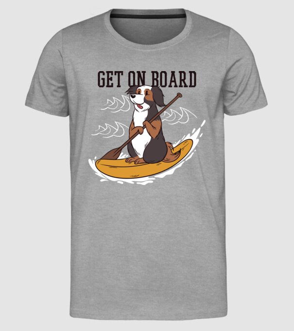 Câine vâslind model gri pe tricou