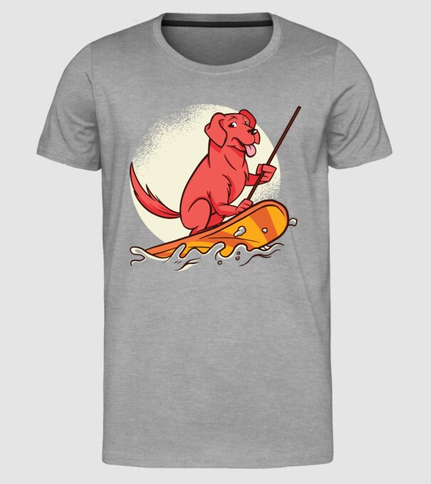 Câine vâslind model gri pe tricou