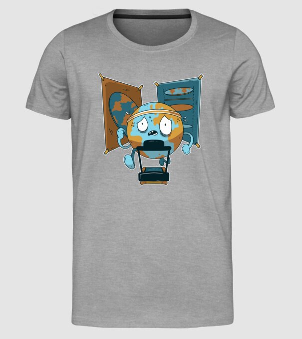 Pământ vs Pământ plat model gri pe tricou