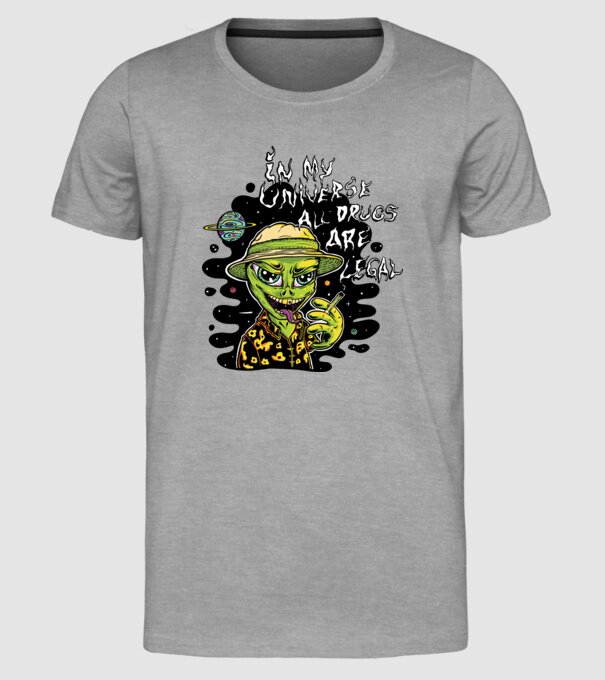 Alien drogat model gri pe tricou