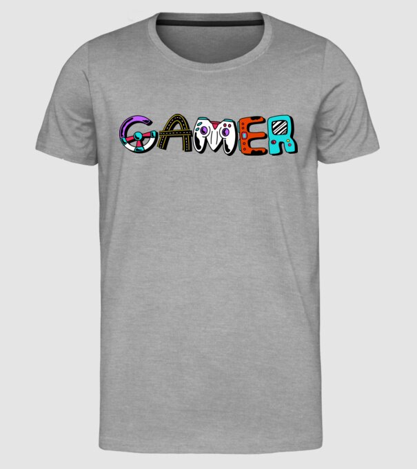 Inscripție Gamer model gri pe tricou