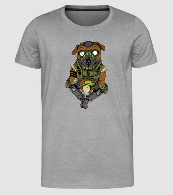 Mops Gamer model gri pe tricou