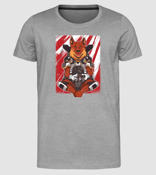 Gamer Ciobănesc german Apex model gri pe tricou