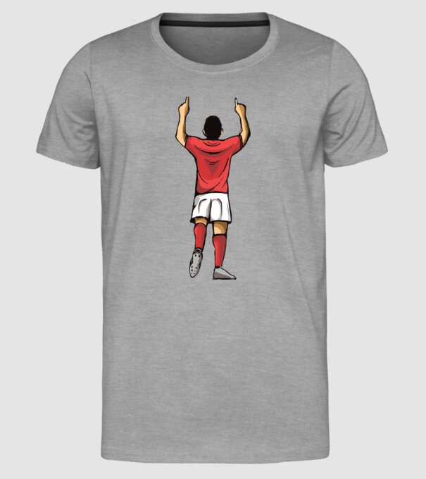 Fotbalist sărbătorind golul model gri pe tricou