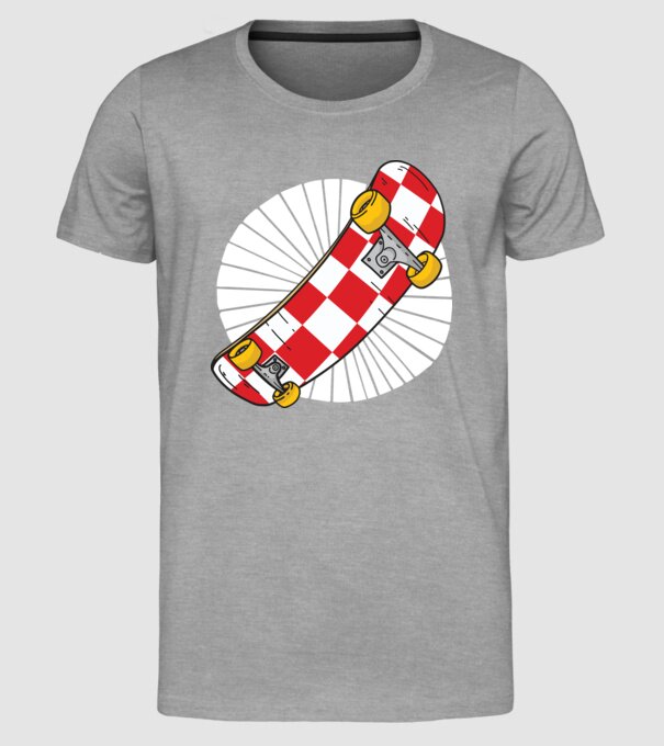Skateboard model gri pe tricou