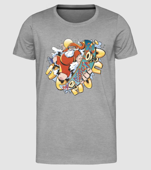 Moș Crăciun Skateboarder model gri pe tricou