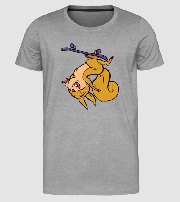 Veveriță Skateboarder model gri pe tricou