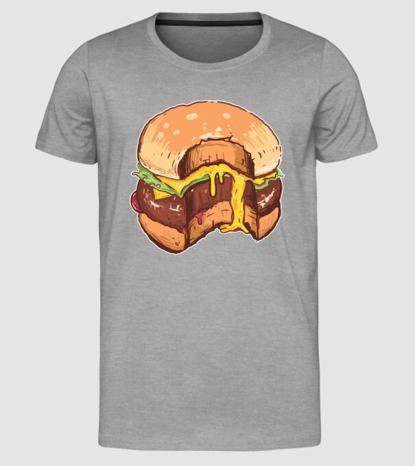 Hamburger model gri pe tricou