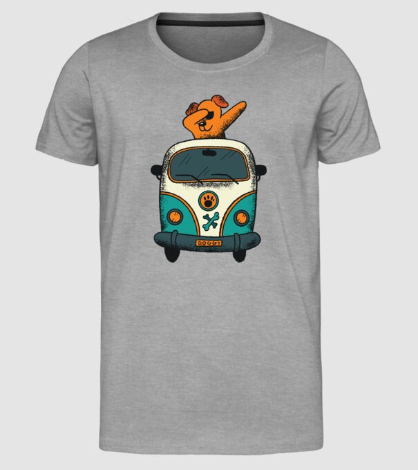 Microbuz Hippi Câine DAB model gri pe tricou
