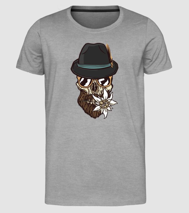 Craniu Hipster model gri pe tricou
