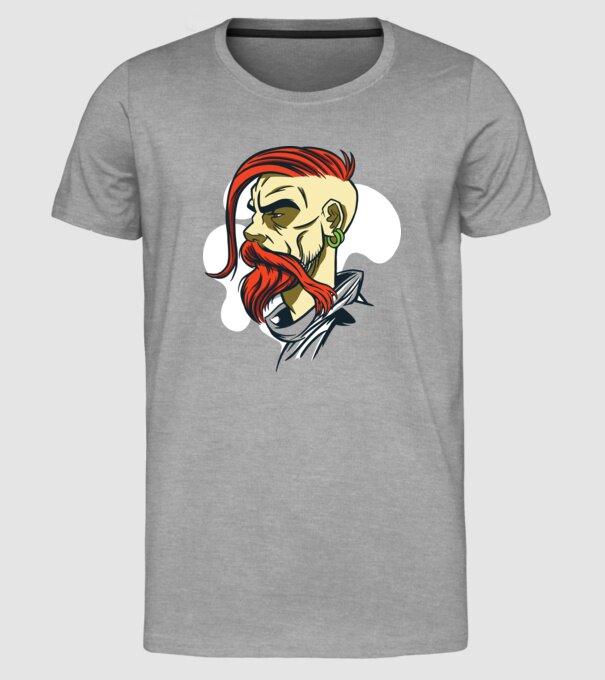 Barbă Hipster model gri pe tricou