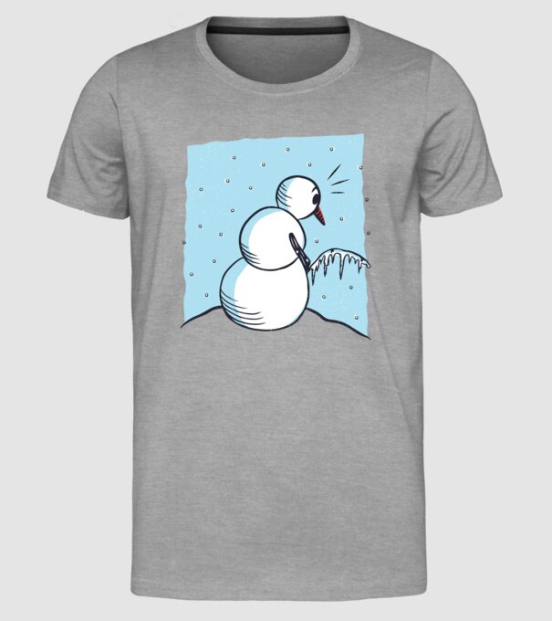 Om de zăpadă face pipi tricou amuzant model gri pe tricou