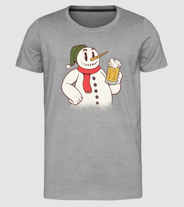 Om de zăpadă cu bere model gri pe tricou