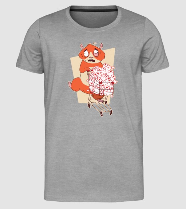 Hamster Panică cumpărături model gri pe tricou