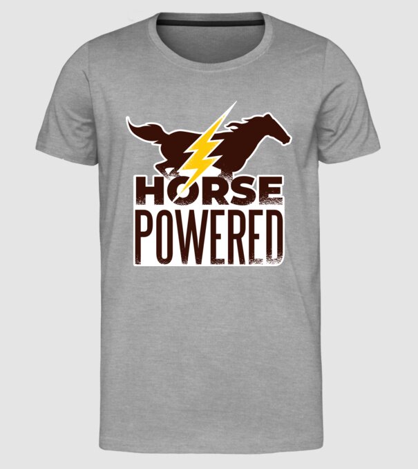 Horse Powered Cal-putere tricou călăreț model gri pe tricou