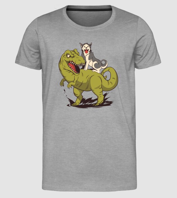 Dinozaur Husky model gri pe tricou