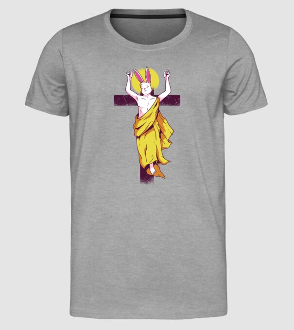 iepuraș de Paște Înviere model gri pe tricou