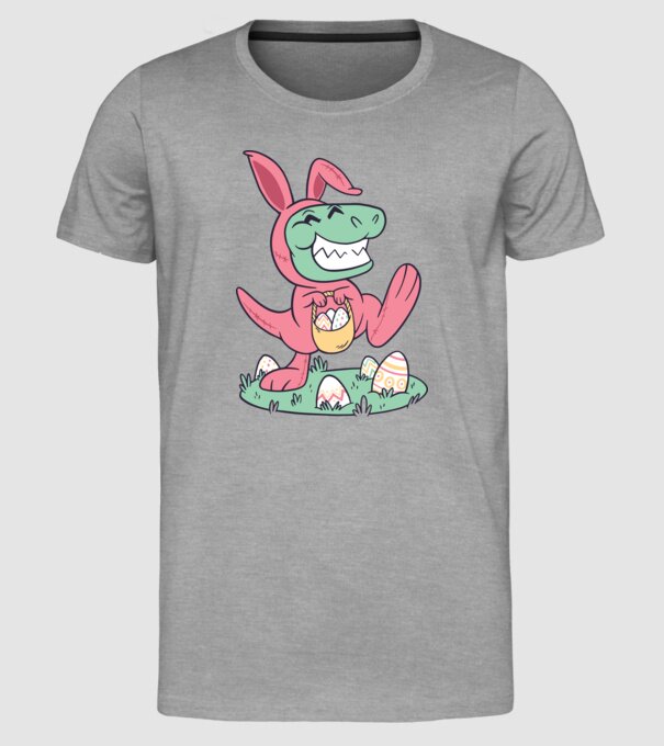 T-rex de Paște model gri pe tricou