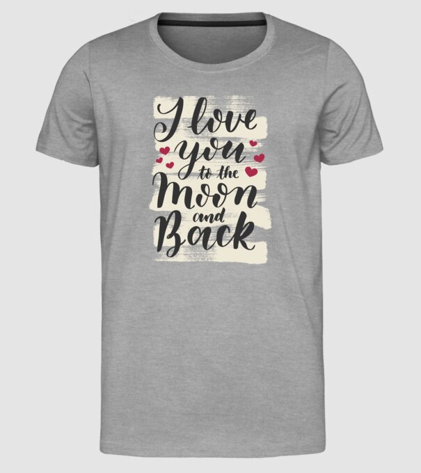 'I love you to the moon and back tricou drăguț Valentine''s Day' model gri pe tricou