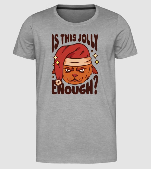 Is this Jolly enough tricou de Crăciun model gri pe tricou