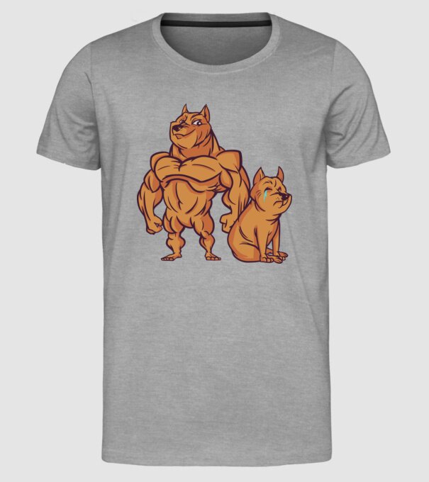 Câine musculos model gri pe tricou